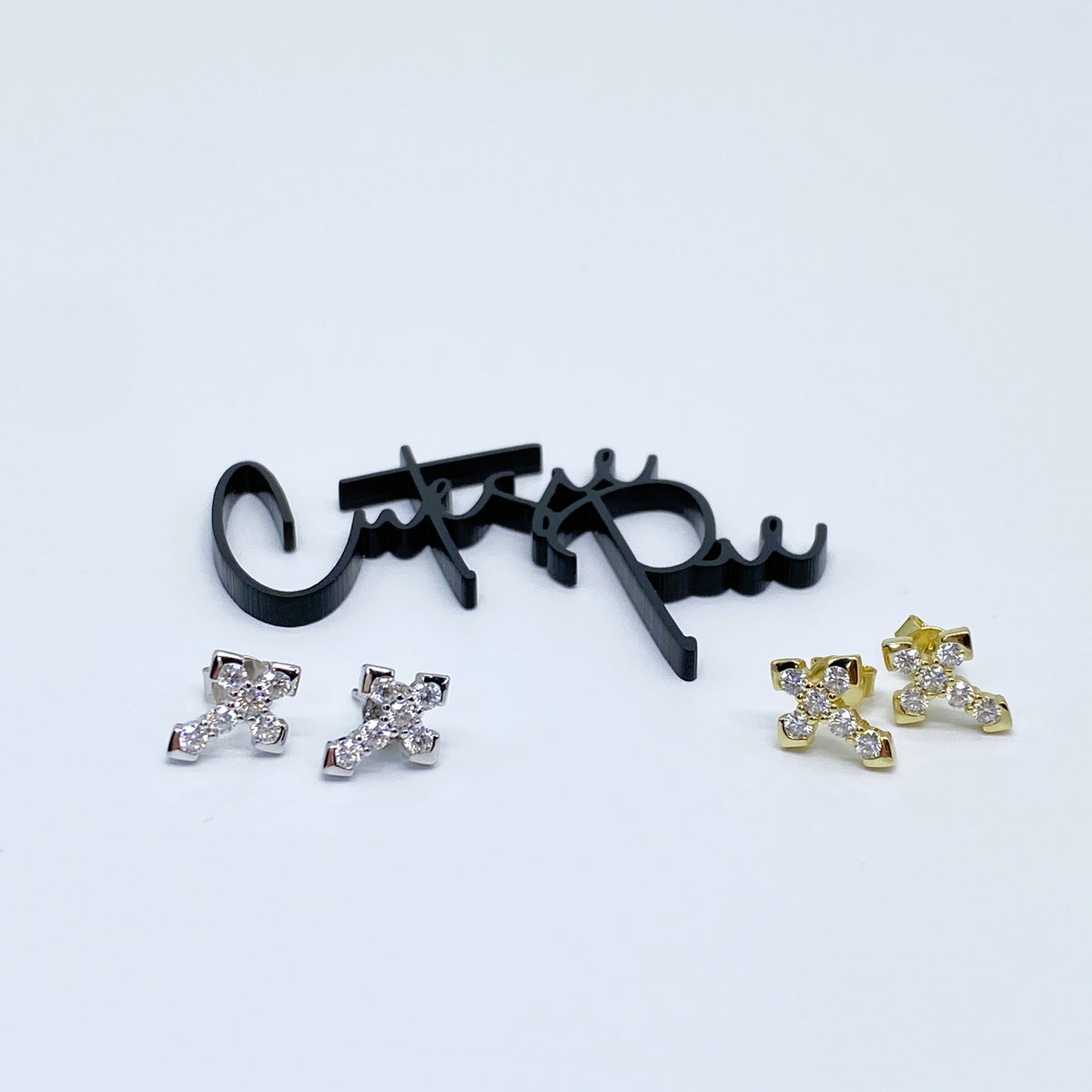 Moissanite Faith Cross Stud Earrings | 12x10MM | 18K Gold or 950 Platinum-Plated Sterling Silver | Certificate Included