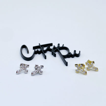 Moissanite Faith Cross Stud Earrings | 12x10MM | 18K Gold or 950 Platinum-Plated Sterling Silver | Certificate Included