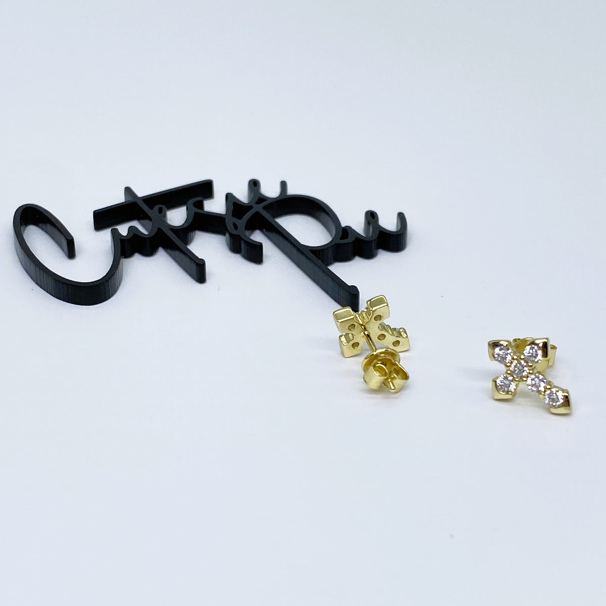 Moissanite Faith Cross Stud Earrings | 12x10MM | 18K Gold or 950 Platinum-Plated Sterling Silver | Certificate Included