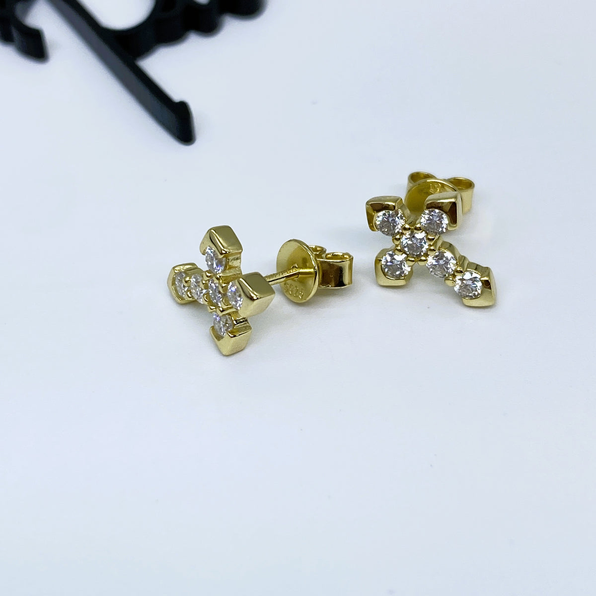 Moissanite Faith Cross Stud Earrings | 12x10MM | 18K Gold or 950 Platinum-Plated Sterling Silver | Certificate Included