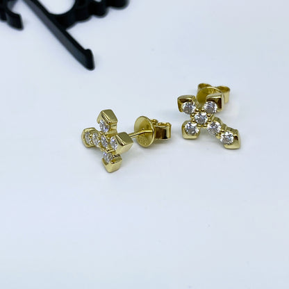 Moissanite Faith Cross Stud Earrings | 12x10MM | 18K Gold or 950 Platinum-Plated Sterling Silver | Certificate Included