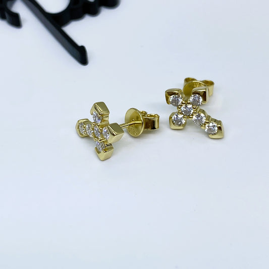 Moissanite Faith Cross Stud Earrings | 12x10MM | 18K Gold or 950 Platinum-Plated Sterling Silver | Certificate Included
