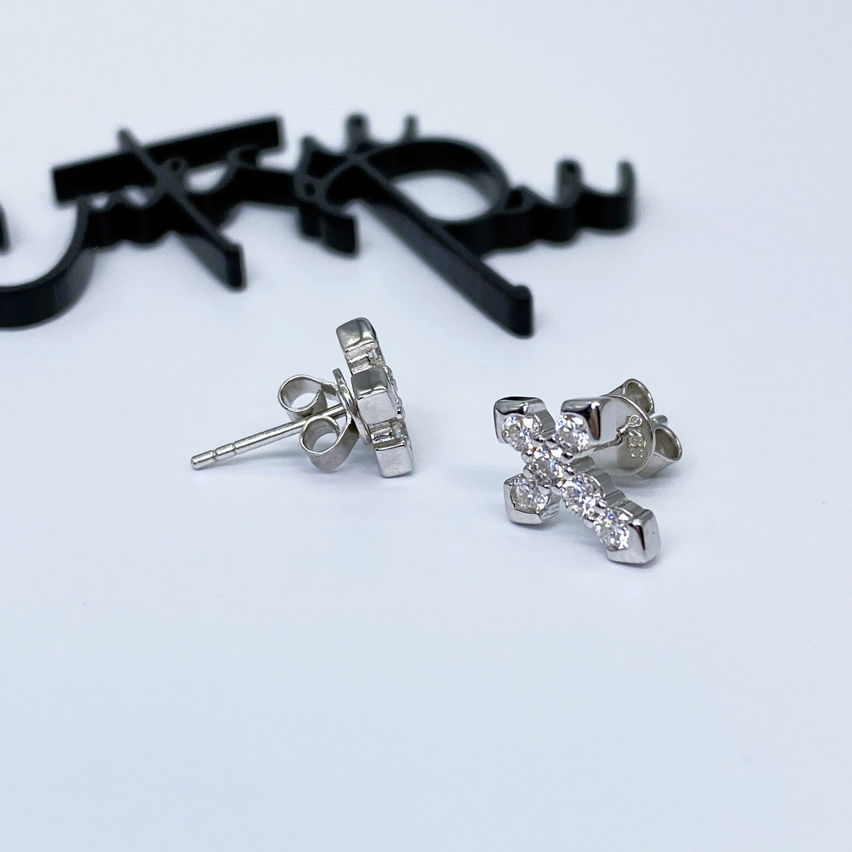 Moissanite Faith Cross Stud Earrings | 12x10MM | 18K Gold or 950 Platinum-Plated Sterling Silver | Certificate Included
