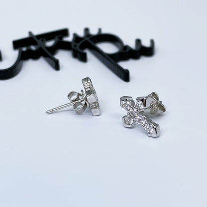 Moissanite Faith Cross Stud Earrings | 12x10MM | 18K Gold or 950 Platinum-Plated Sterling Silver | Certificate Included