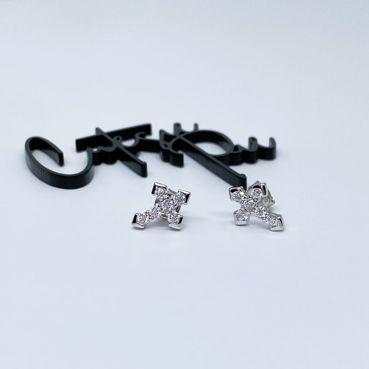 Moissanite Faith Cross Stud Earrings | 12x10MM | 18K Gold or 950 Platinum-Plated Sterling Silver | Certificate Included