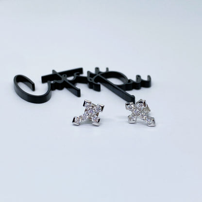 Moissanite Faith Cross Stud Earrings | 12x10MM | 18K Gold or 950 Platinum-Plated Sterling Silver | Certificate Included