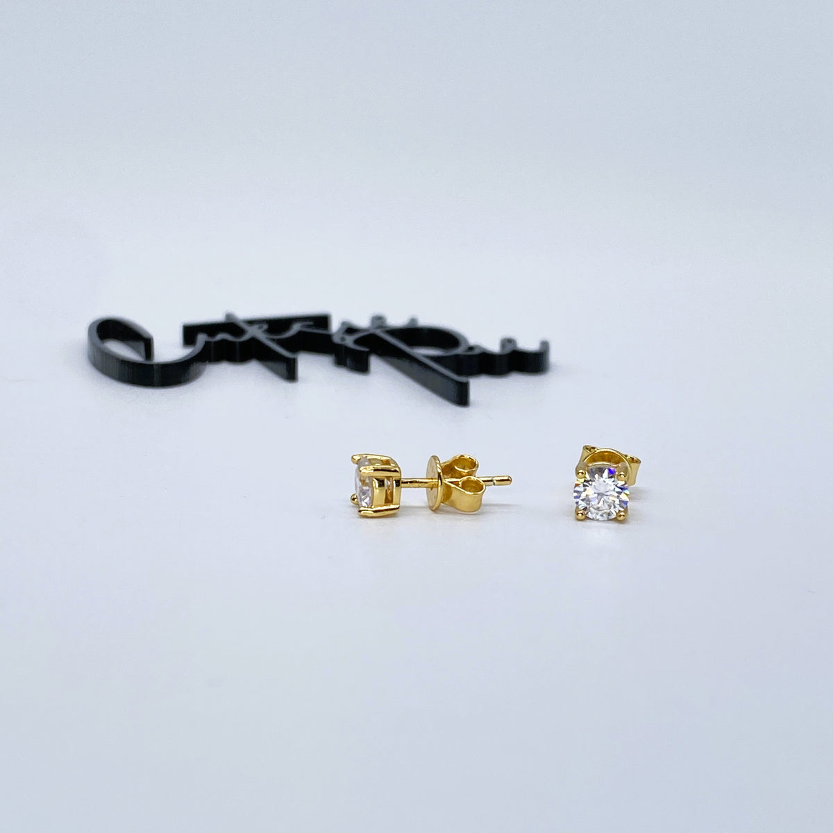 Moissanite Round 4-Prong Stud Earrings | 5MM |0.5CT Each (1.0CT Total) | 18K Gold over Sterling Silver | Certificate Included