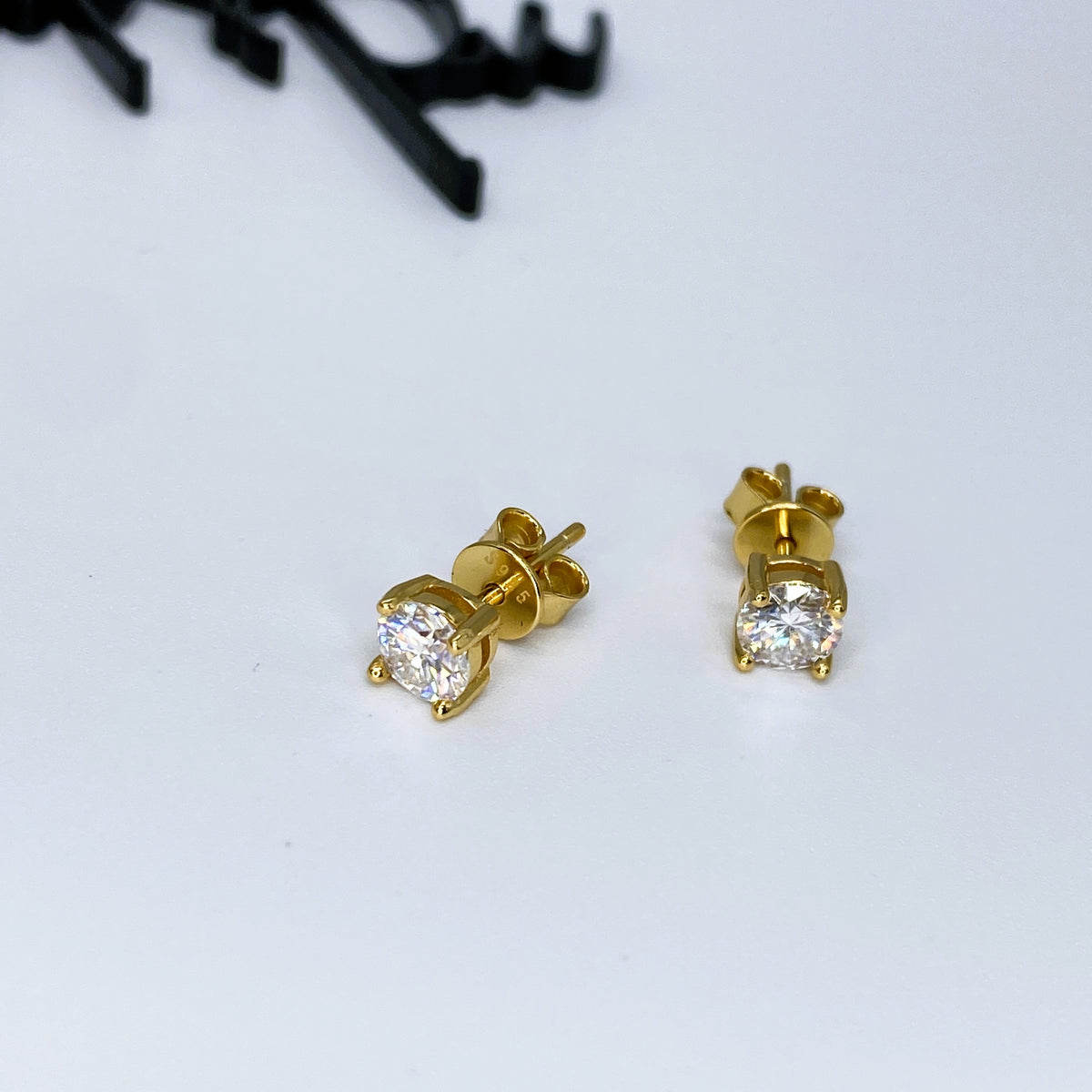Moissanite Round 4-Prong Stud Earrings | 5MM |0.5CT Each (1.0CT Total) | 18K Gold over Sterling Silver | Certificate Included