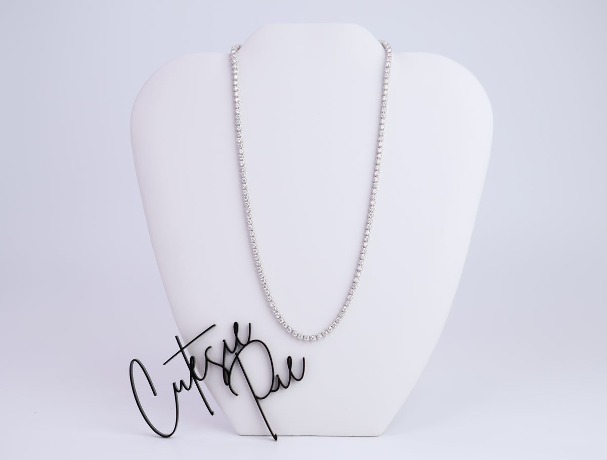 Moissanite Tennis Necklace | 2.25MM  | Rhodium-Plated Sterling Silver | Certificate Included