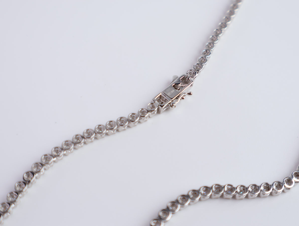 Moissanite Tennis Necklace | 2.25MM  | Rhodium-Plated Sterling Silver | Certificate Included