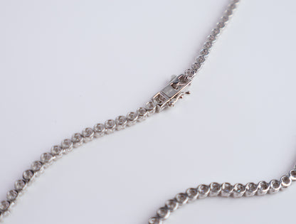 Moissanite Tennis Necklace | 2.25MM  | Rhodium-Plated Sterling Silver | Certificate Included