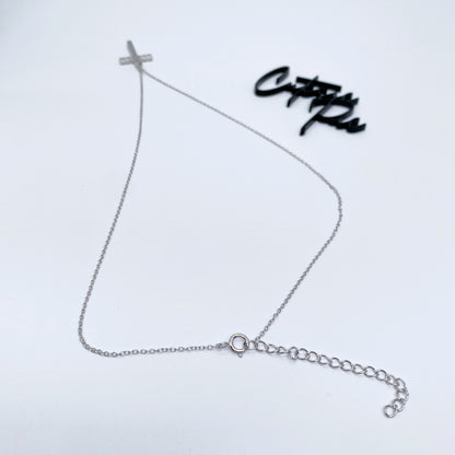 Moissanite Devotion Cross Necklace | Rhodium-Plated Sterling Silver | Certificate Included