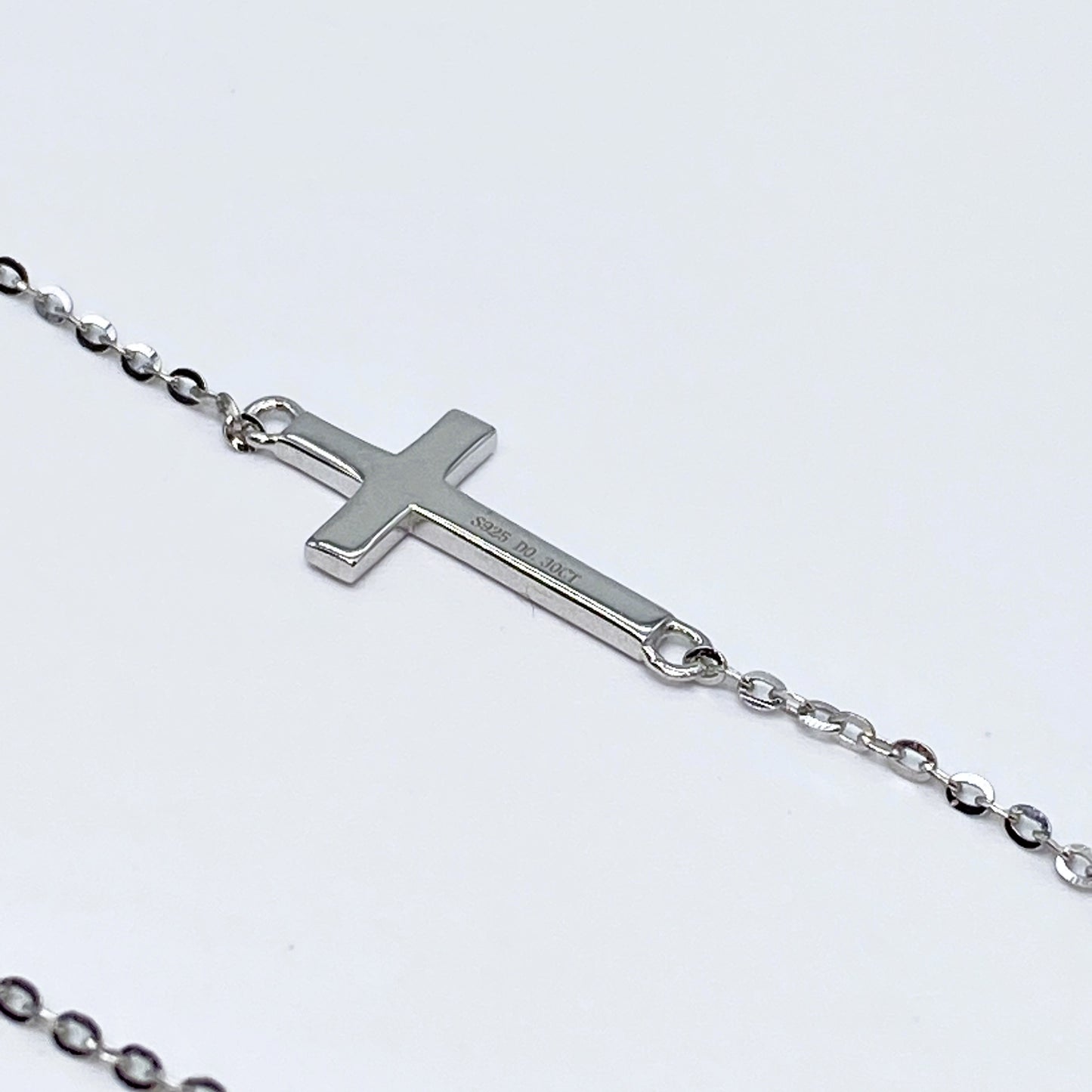 Moissanite Station Cross Necklace | 0.3CT | 950 Platinum-Plated Sterling Silver | Certificate Included