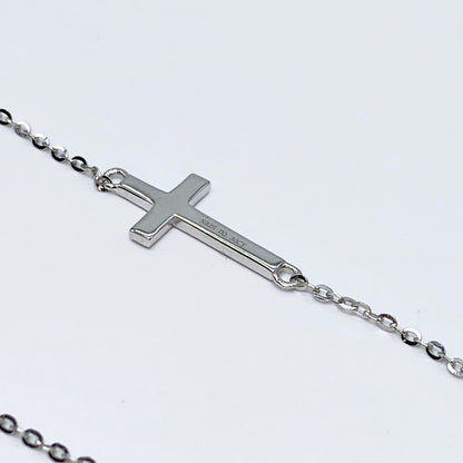 Moissanite Station Cross Necklace | 0.3CT | 950 Platinum-Plated Sterling Silver | Certificate Included