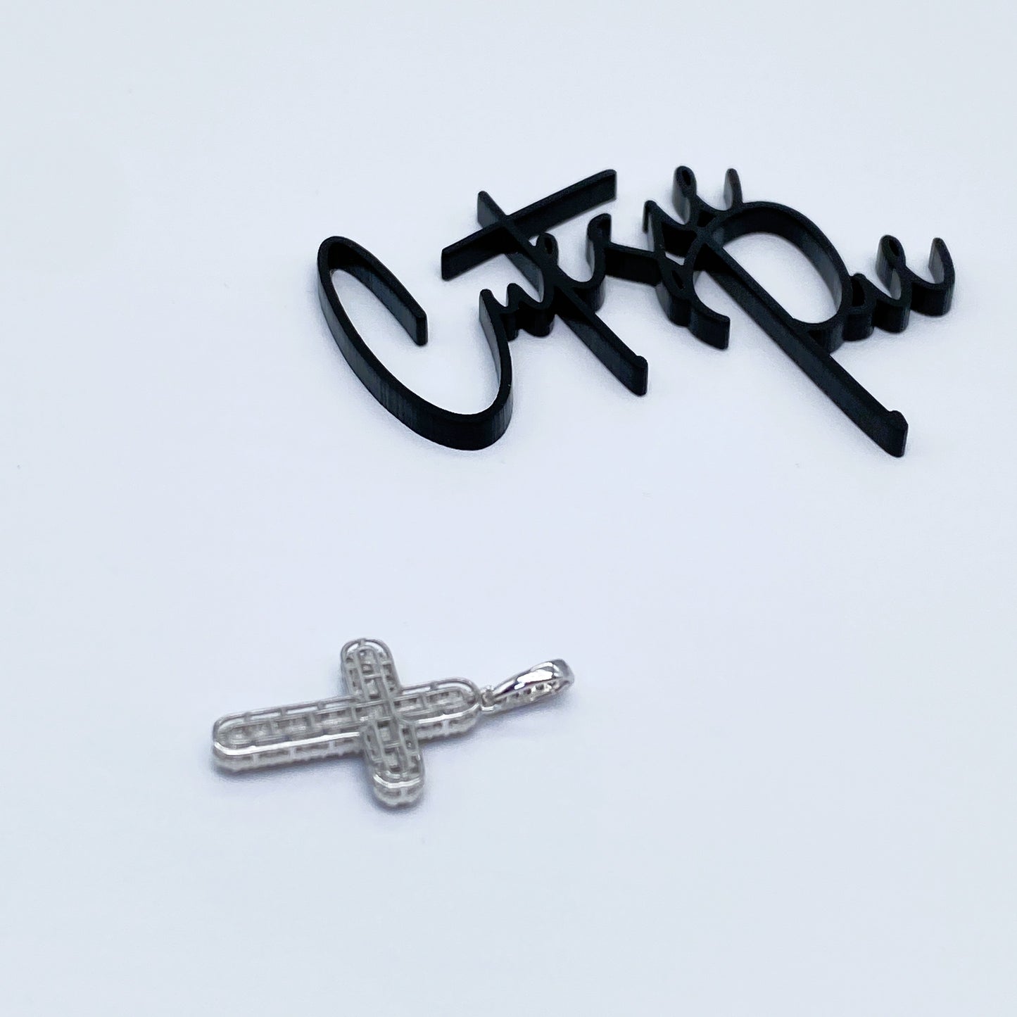 Moissanite Radiance Cross Pendant | Rhodium-Plated Sterling Silver | Certificate Included