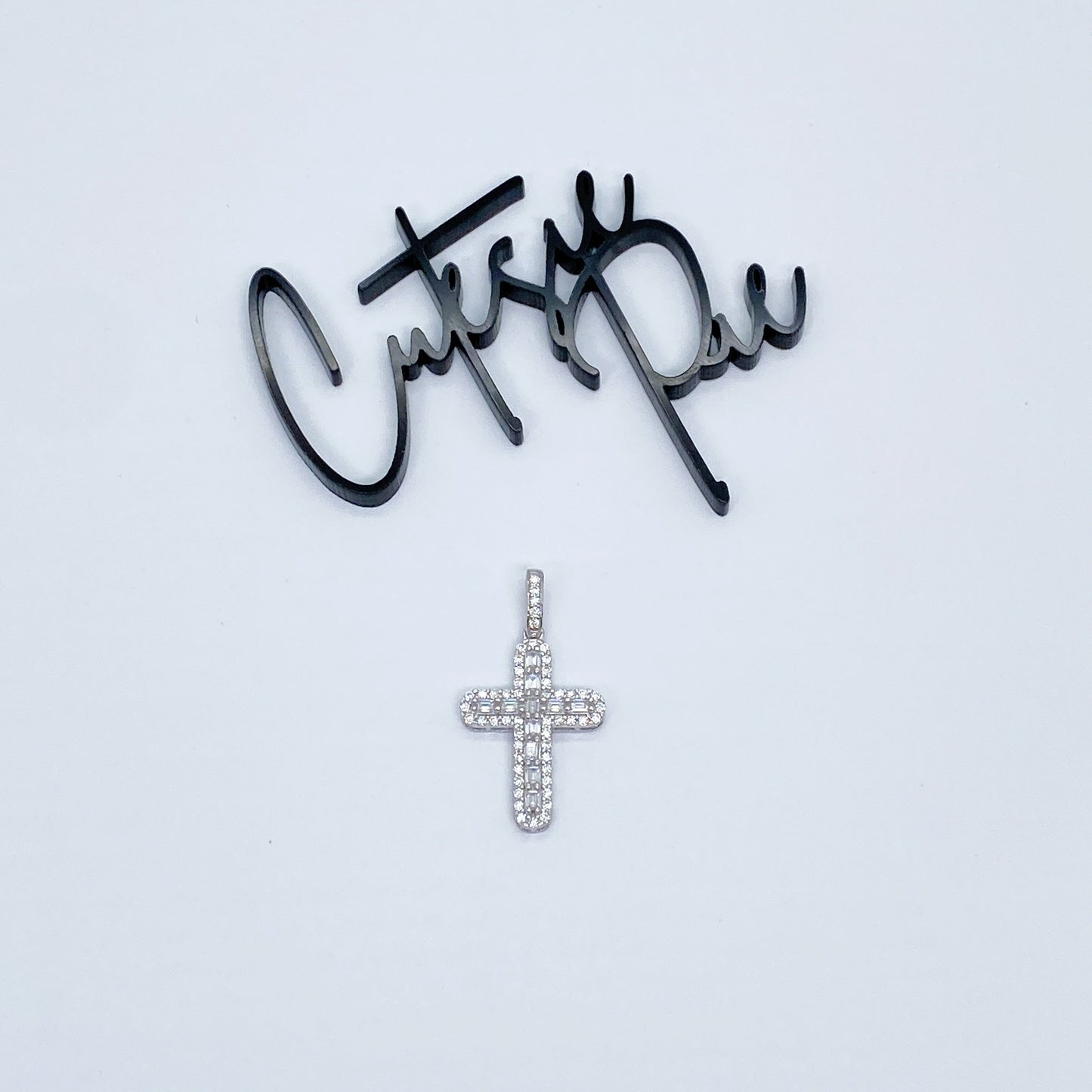 Moissanite Radiance Cross Pendant | Rhodium-Plated Sterling Silver | Certificate Included