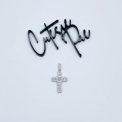 Moissanite Radiance Cross Pendant | Rhodium-Plated Sterling Silver | Certificate Included