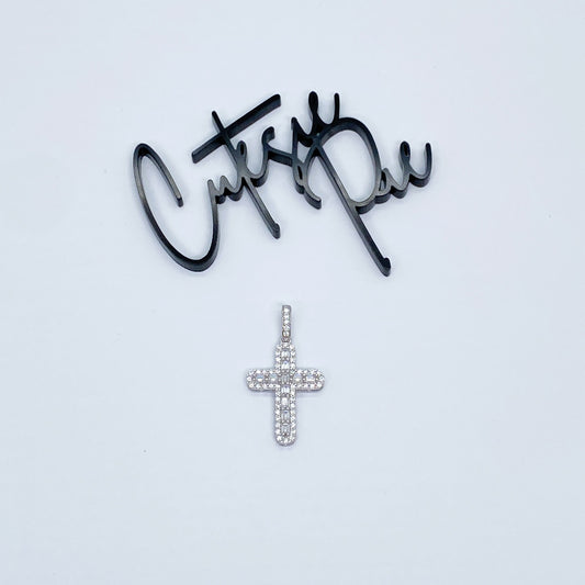 Moissanite Radiance Cross Pendant | Rhodium-Plated Sterling Silver | Certificate Included
