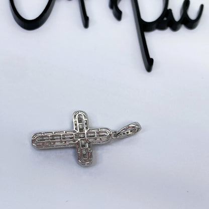 Moissanite Radiance Cross Pendant | Rhodium-Plated Sterling Silver | Certificate Included