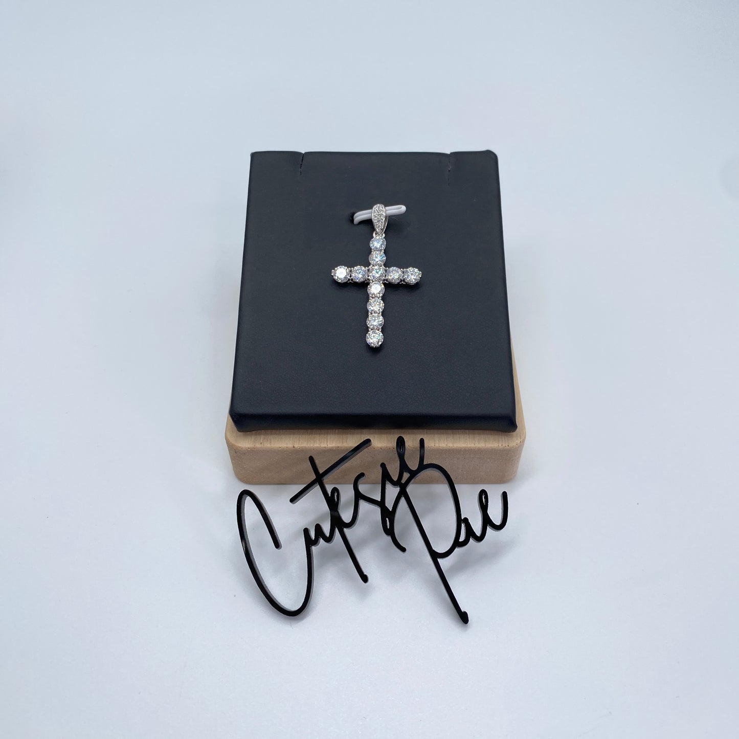 Moissanite Legacy Cross Pendant | Rhodium-Plated Sterling Silver | Certificate Included