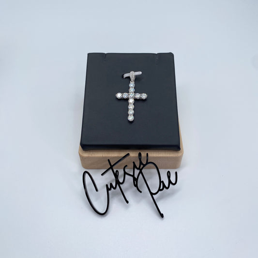 Moissanite Legacy Cross Pendant | Rhodium-Plated Sterling Silver | Certificate Included