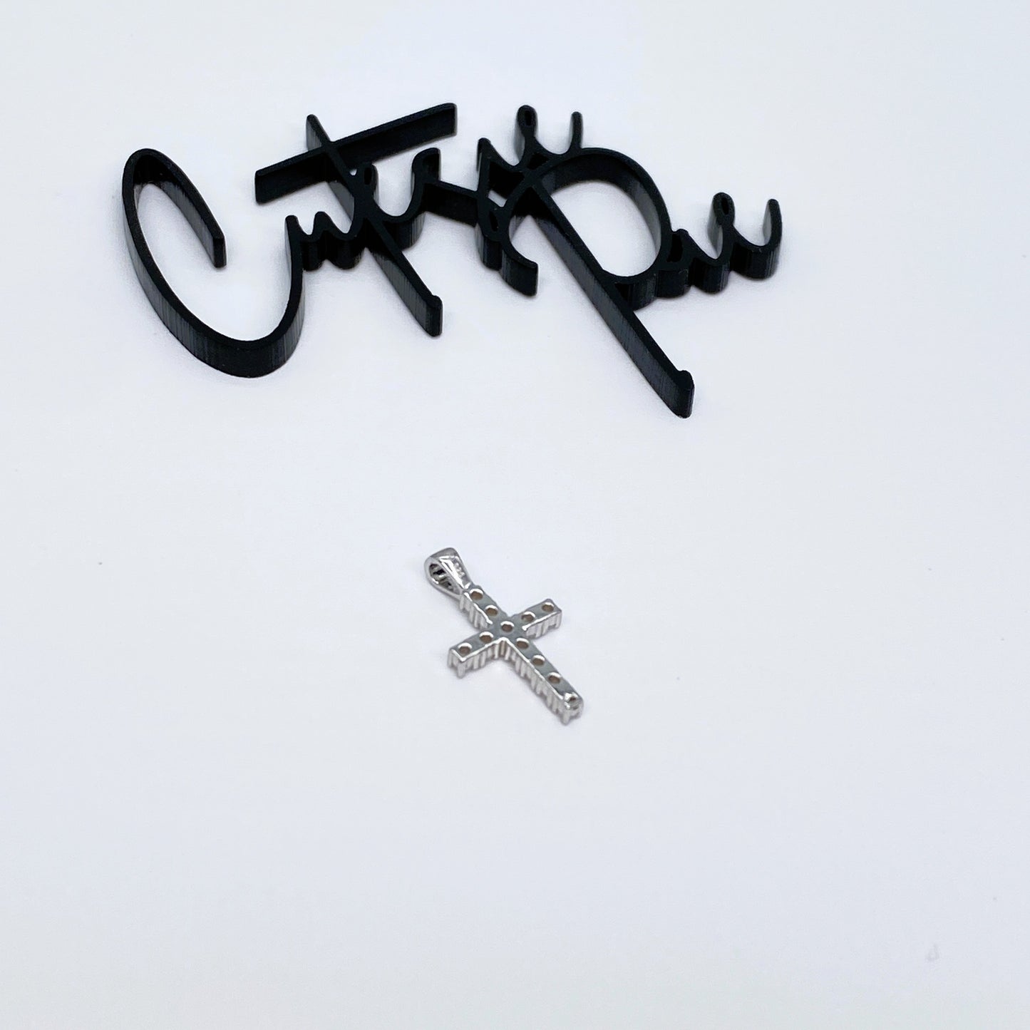 Moissanite Hope Cross Pendant | Rhodium-Plated Sterling Silver | Certificate Included