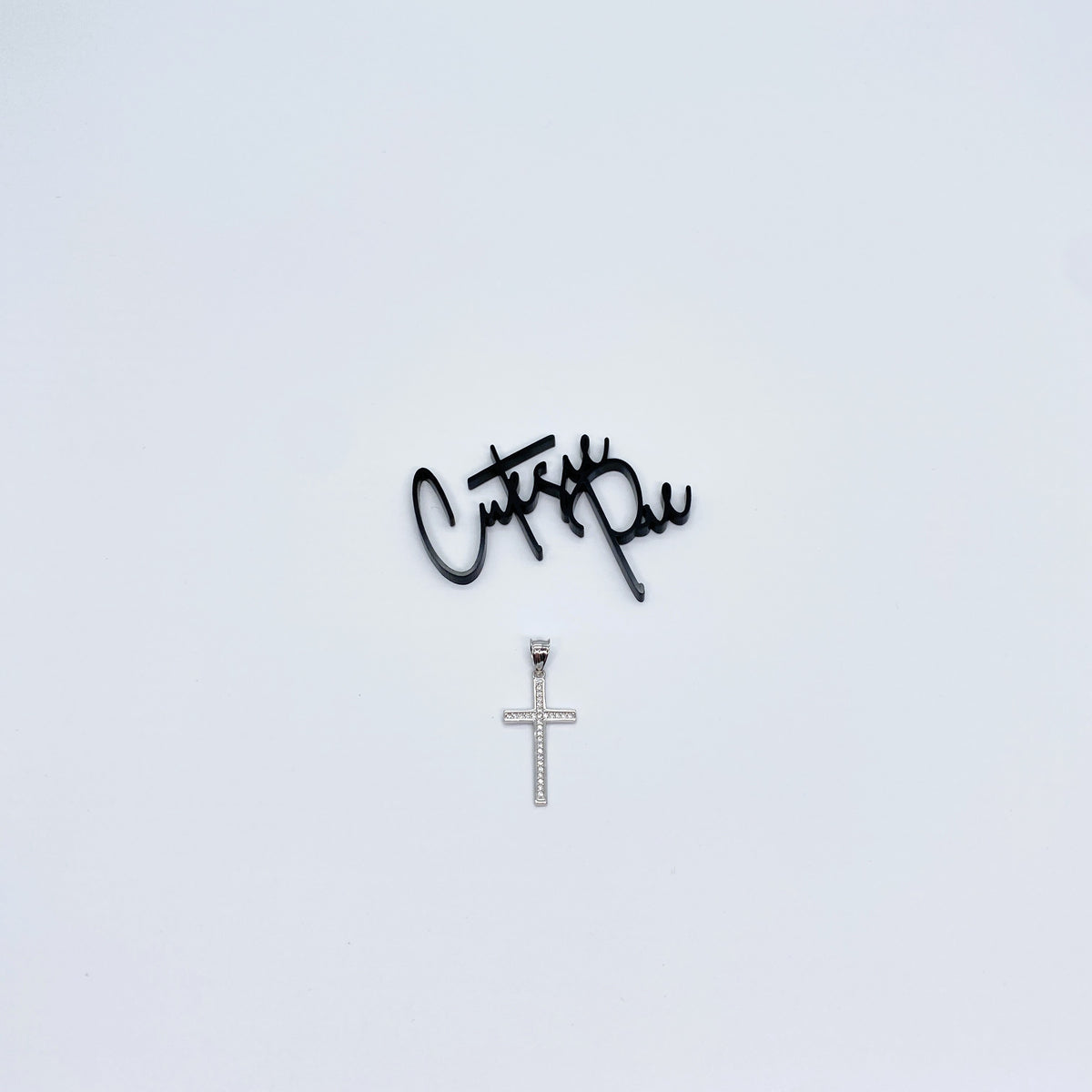 Moissanite Classic Cross Pendant | Rhodium-Plated Sterling Silver | Certificate Included