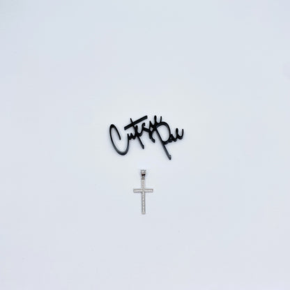 Moissanite Classic Cross Pendant | Rhodium-Plated Sterling Silver | Certificate Included