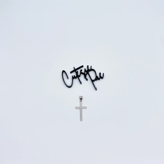 Moissanite Classic Cross Pendant | Rhodium-Plated Sterling Silver | Certificate Included