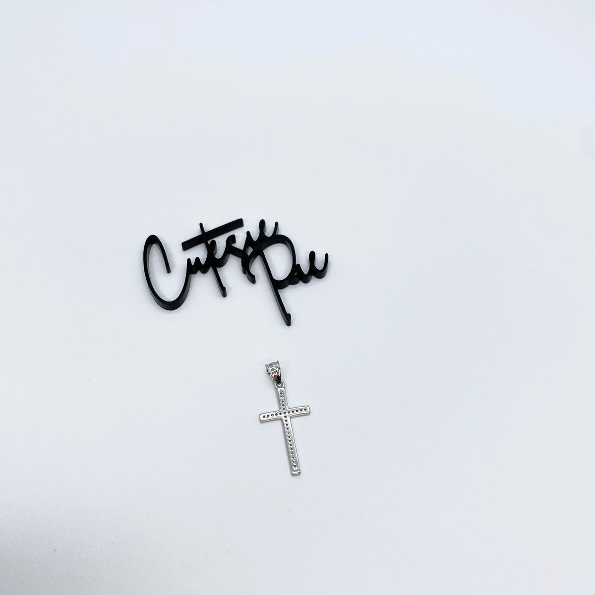 Moissanite Classic Cross Pendant | Rhodium-Plated Sterling Silver | Certificate Included