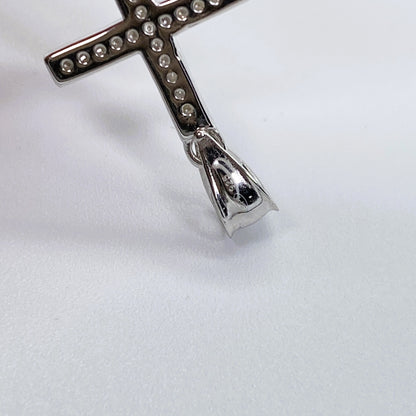 Moissanite Classic Cross Pendant | Rhodium-Plated Sterling Silver | Certificate Included
