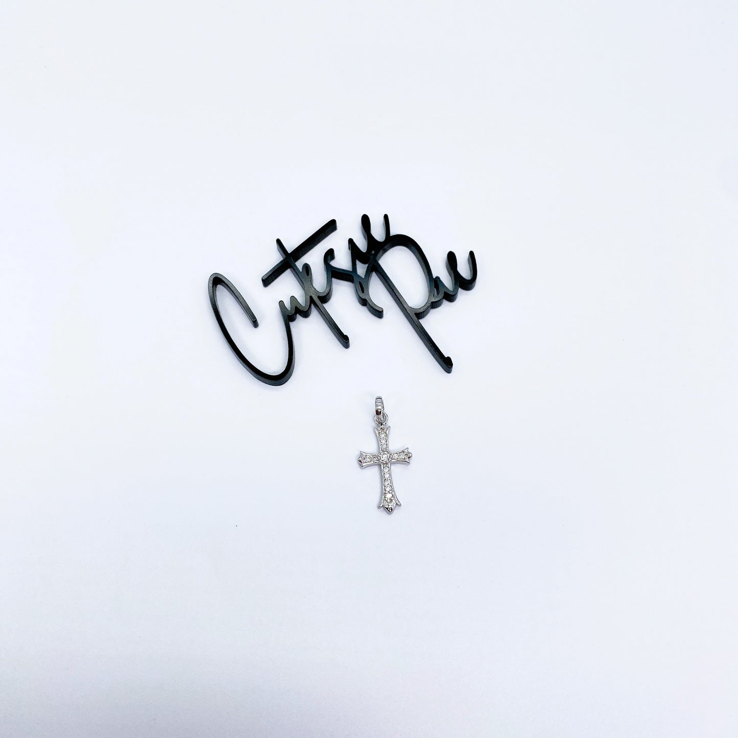 Moissanite Grace Cross Pendant | Rhodium-Plated Sterling Silver | Certificate Included