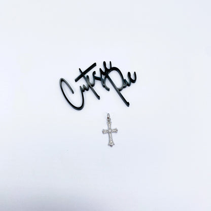 Moissanite Grace Cross Pendant | Rhodium-Plated Sterling Silver | Certificate Included