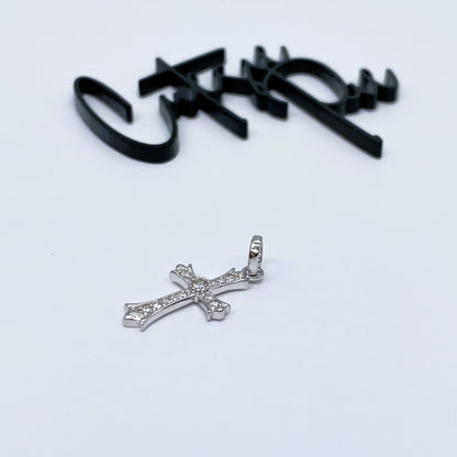 Moissanite Grace Cross Pendant | Rhodium-Plated Sterling Silver | Certificate Included