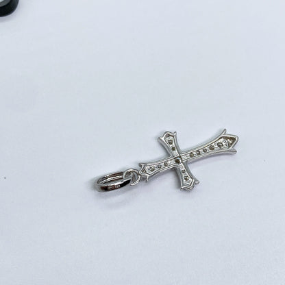 Moissanite Grace Cross Pendant | Rhodium-Plated Sterling Silver | Certificate Included