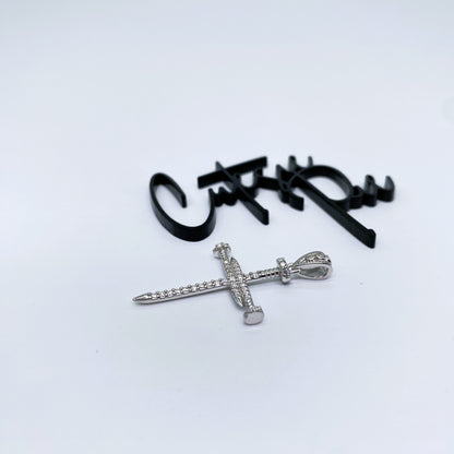 Moissanite Forged Cross Pendant | Rhodium-Plated Sterling Silver | Certificate Included