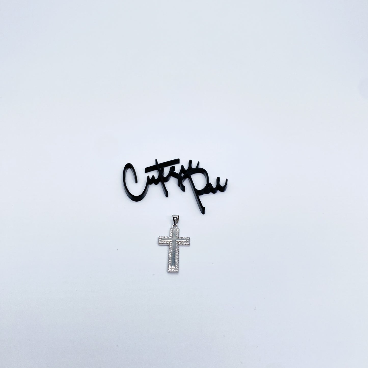 Moissanite Beacon Cross Pendant | Rhodium-Plated Sterling Silver | Certificate Included