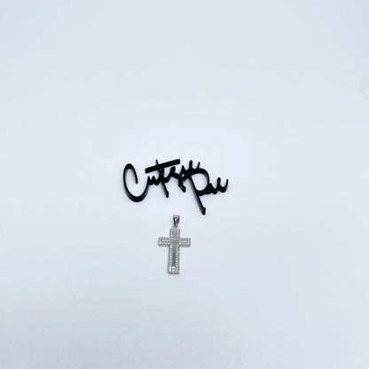 Moissanite Beacon Cross Pendant | Rhodium-Plated Sterling Silver | Certificate Included
