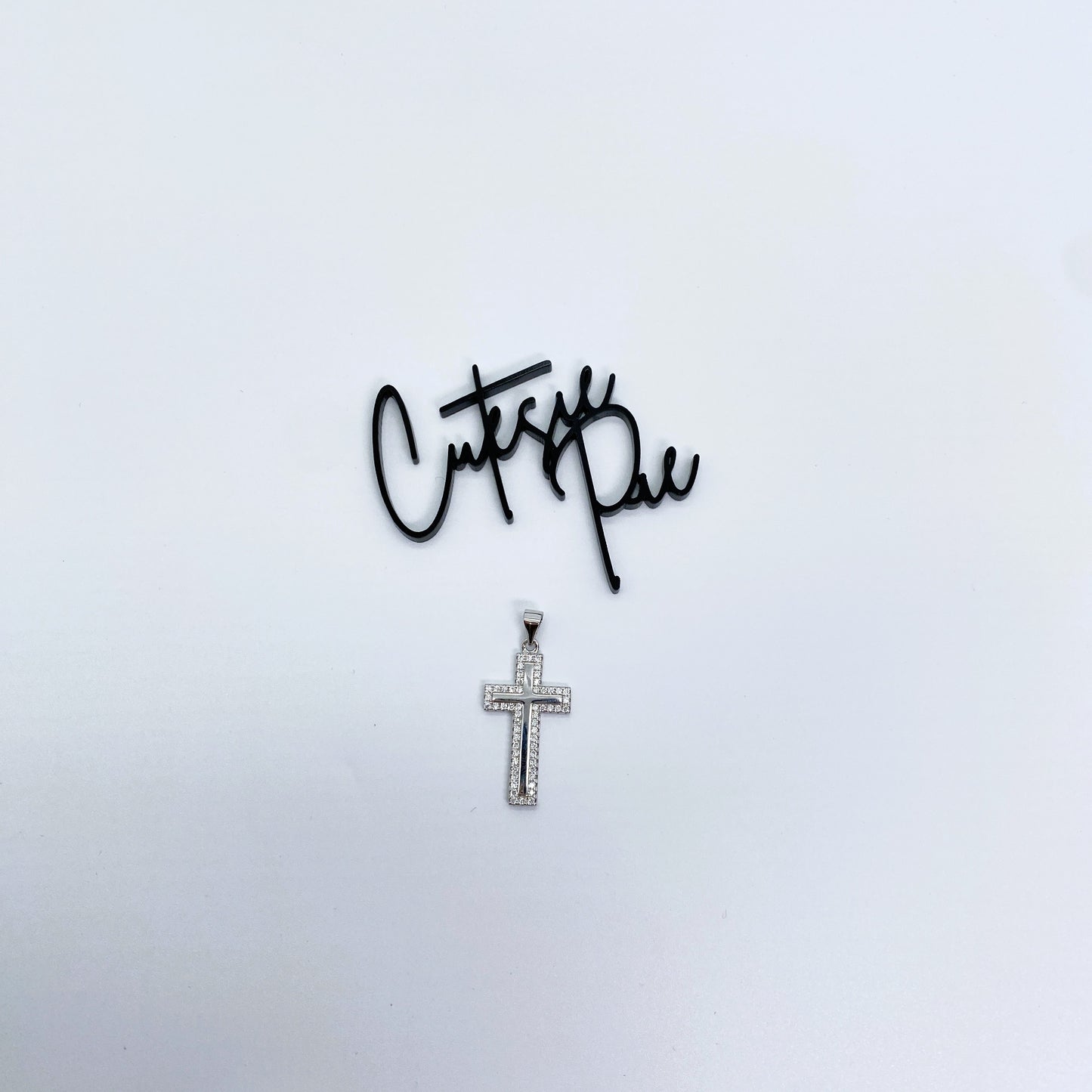 Moissanite Beacon Cross Pendant | Rhodium-Plated Sterling Silver | Certificate Included