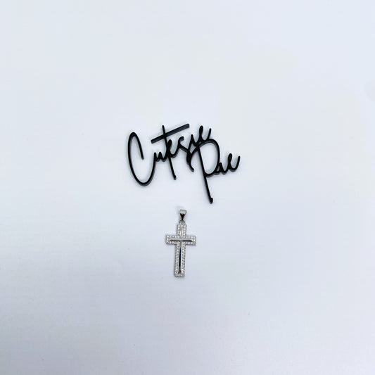 Moissanite Beacon Cross Pendant | Rhodium-Plated Sterling Silver | Certificate Included