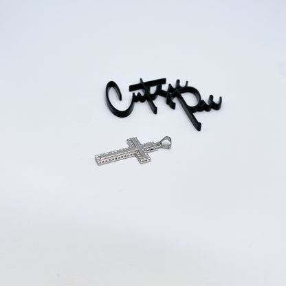Moissanite Beacon Cross Pendant | Rhodium-Plated Sterling Silver | Certificate Included