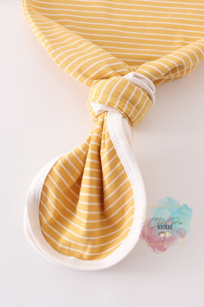 Mustard Stripe Ruffle Baby Gown - 2PC SET