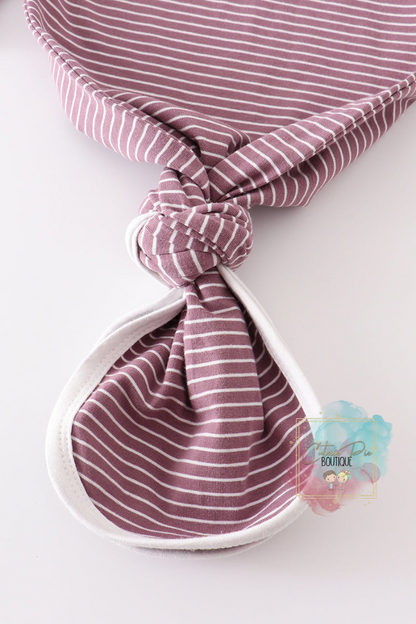 Purple Stripe Ruffle Baby Gown - 2PC SET