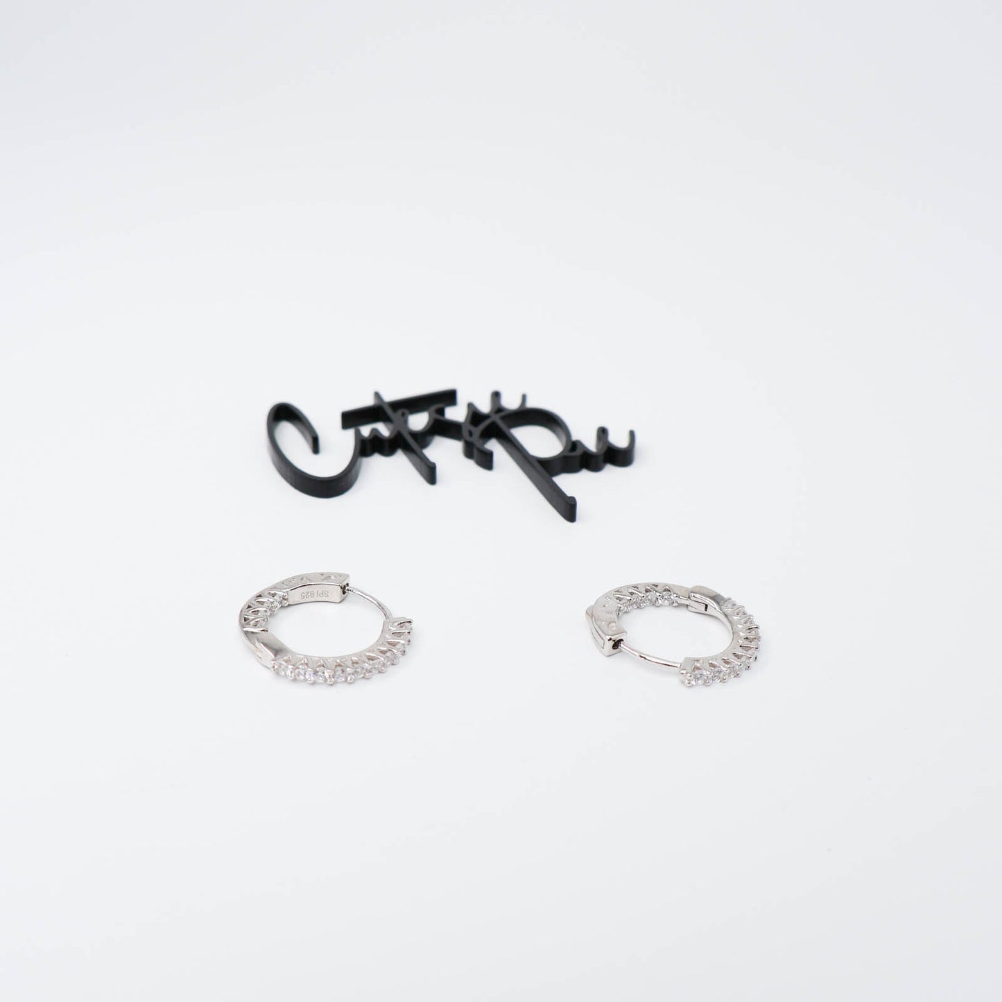 CZ Inside Out Hoop Earrings | 20MM | Rhodium-Plated Sterling Silver