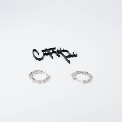 CZ Inside Out Hoop Earrings | 20MM | Rhodium-Plated Sterling Silver