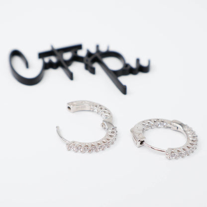 CZ Inside Out Hoop Earrings | 20MM | Rhodium-Plated Sterling Silver