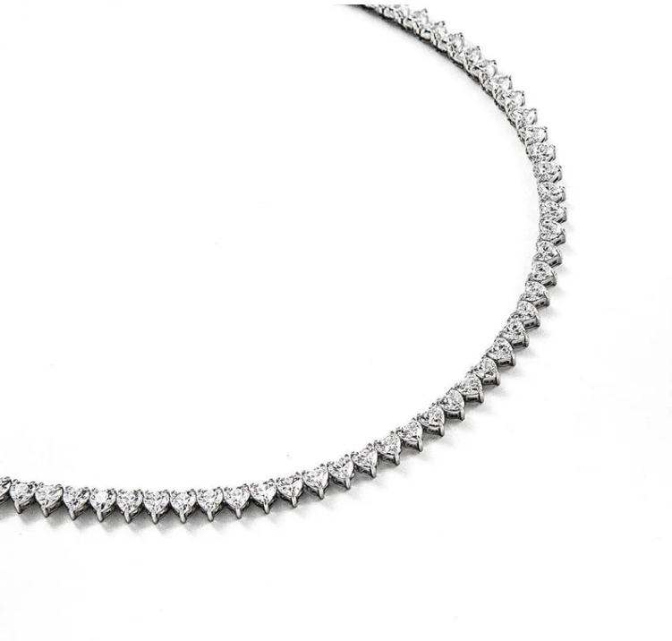 PREMIUM STAINLESS STEEL - TENNIS NECKLACE - HEART 4MM