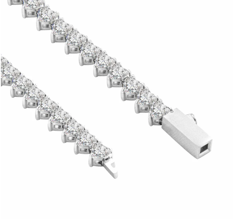 PREMIUM STAINLESS STEEL - TENNIS NECKLACE - HEART 4MM