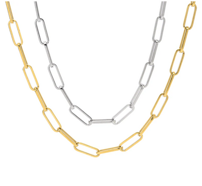 PREMIUM STAINLESS STEEL - NECKLACE - FLAT PAPERCLIP 6.8MM