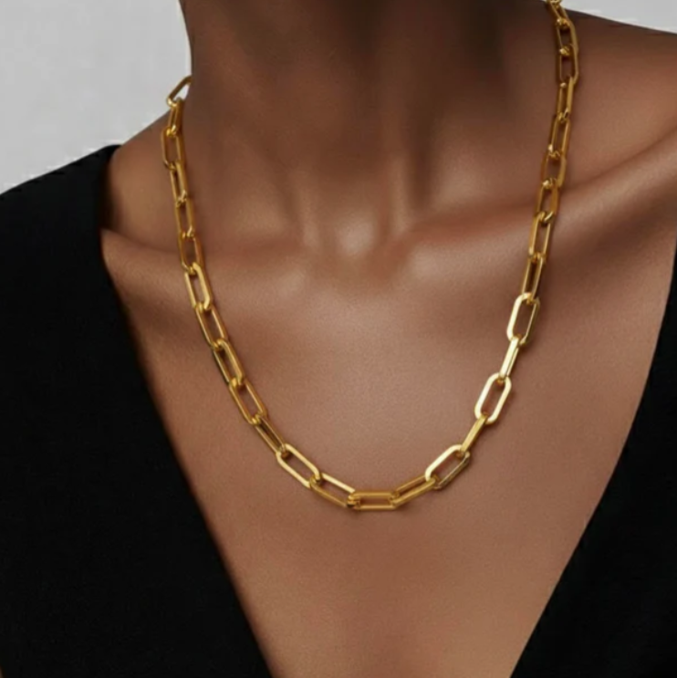 PREMIUM STAINLESS STEEL - NECKLACE - FLAT PAPERCLIP 6.8MM